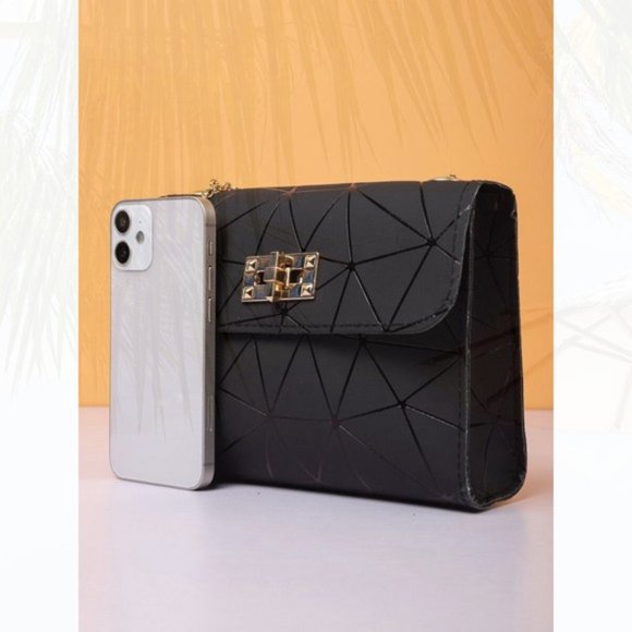 New Geometric Pattern Square Bag Black 73 - Picture 4 of 4